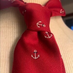 70’s NAUTICAL EMBROIDERED ANCHORS NECKTIE WITH HUGE SAILBOAT FRIGATE PRINT